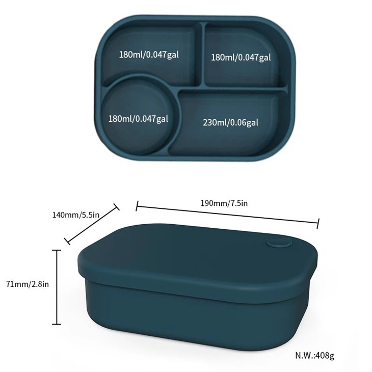 Custom Silicone Lunch Box With Divider