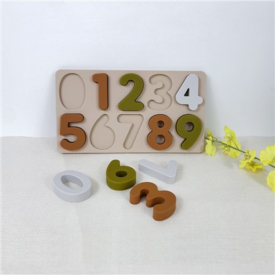 Silikon bolalar Montessori o'yinchoqlar soni taxtasi Jigsaw